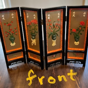 Vintage Table Screen: Hand-Carved Stone 3D Shadow Box - Taiwan