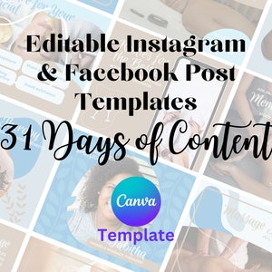Canva Social Media Template Pack: 31 Days of Massage and Spa Instagram and Facebook Posts