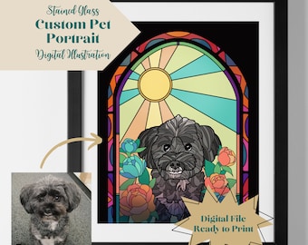 Custom Stained Glass Pet Portrait Digital Illustration (Digital File)