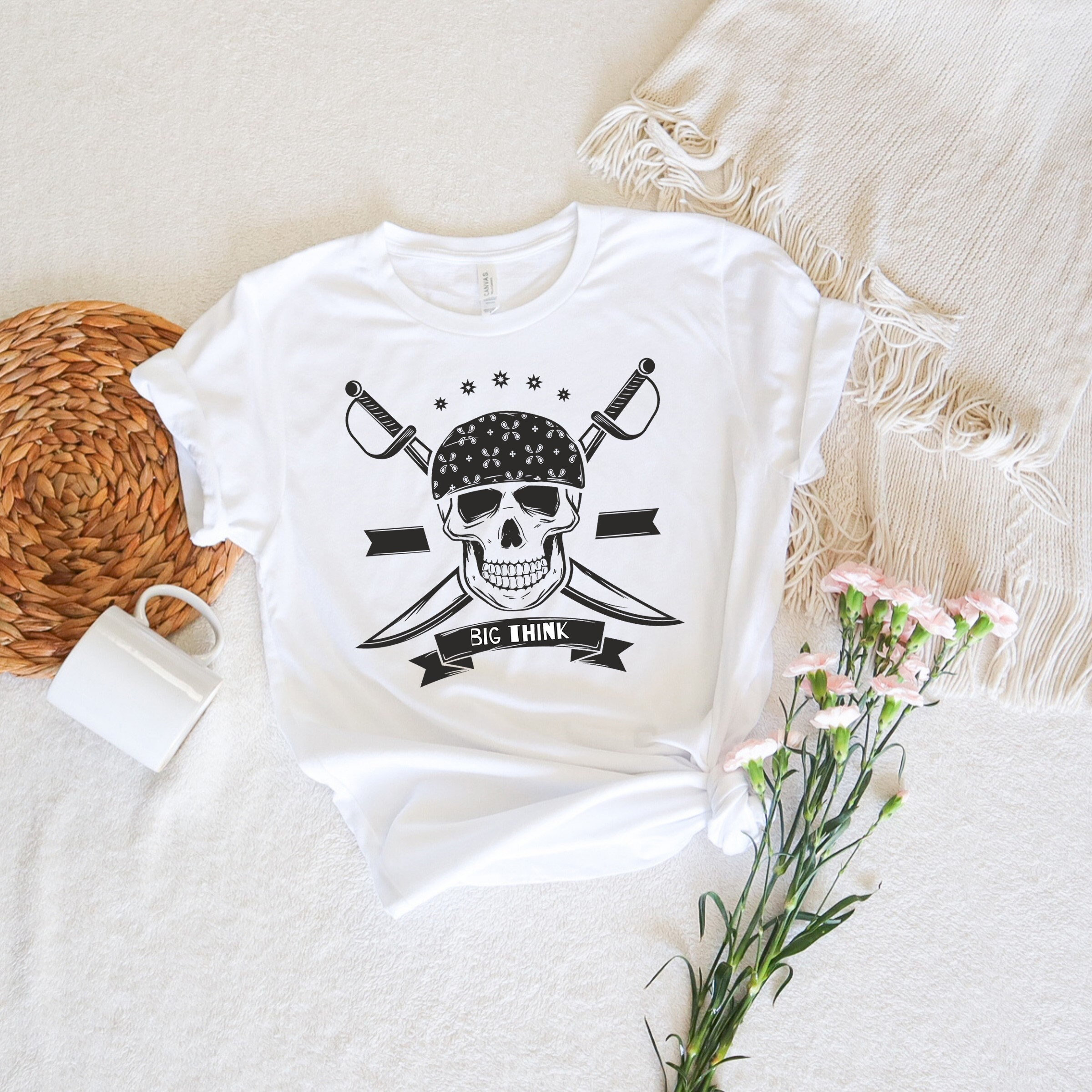 Funny Shirt Off The Shoulder Women's Tee Pirate Shirt Super Soft and Flowy Pirate T-Shirt Skull Shirt.