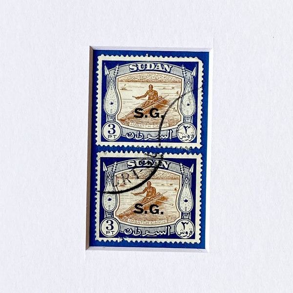 Vintage Sudan Postage Stamps - Ambatch Canoe