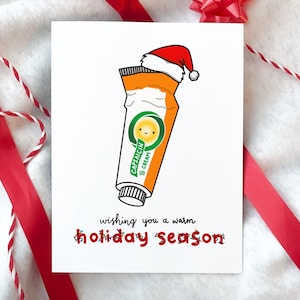 Temporada navideña cálida / tarjeta médica divertida de Navidad, tarjeta de Navidad, perfecta para farmacia, médico, enfermera, tarjeta de vacaciones médicas insignificantes