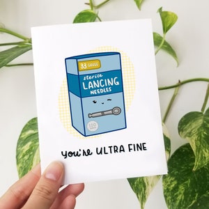Jesteś Ultra Fine | Zabawna medyczna kartka okolicznościowa, kartka walentynkowa, idealna dla farmaceuty, lekarza, pielęgniarki, medyczna karta humorystyczna, lancety