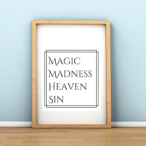 Blank Space 'magic madness heaven sin' Round Vinyl Black Stickers - 1989