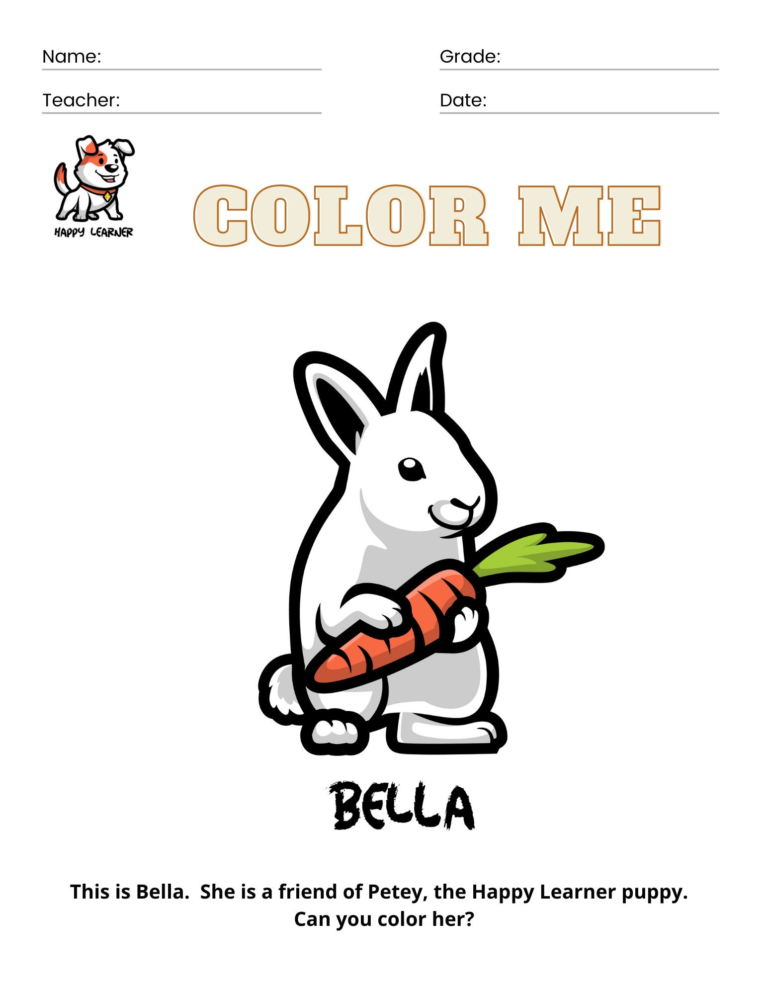 HAPPY LEARNER Presents: Color Me Digital Worksheets - Petey & Friends ...