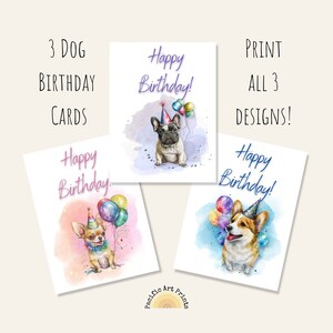 Hunde Geburtstagskarten, Corgis, Französische Bulldogge, Chihuahua, süße Geburtstagskarte, druckbarer Umschlag, druckbare Geburtstagskarte, Karte für Mama