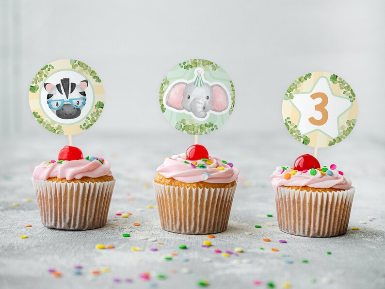Printable Animals Cupcake Topper Jungle Animals Safari Zoo Etsy