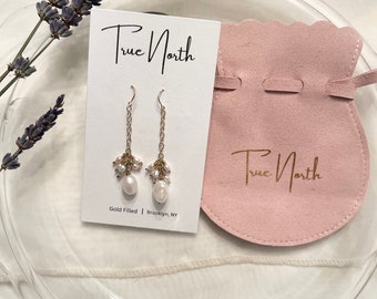 Pearl Drop Earrings, Pearl Dangle Earrings, Gold Filled Pearl Earrings, Wedding Earrings, Bridal Earrings, Natural Freshwater Pearl Earrings