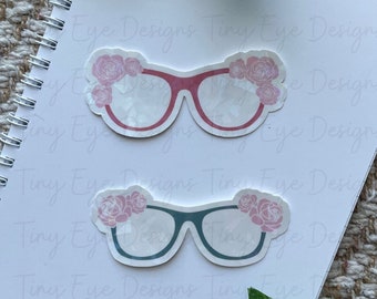 Rose Glasses Holographic Sticker laminated Optometry Student Optometrist Optician Vinyl water resistant Valentine's Day Galentine Eyeglasses
