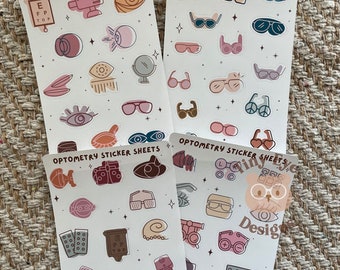 Optometry Sticker Sheet Gift ideas Optometry Ophthalmology Optician Technician journal stickers bullet journal NBEO study weekly planner
