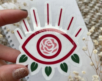 Rose Evil Eye Sticker Optometry Optician Ophthalmologist Technician Student Gift Valentine’s Day water bottle resistant laptop Optometrist