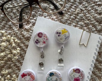 Floral Badge Reel: Optometry, Ophthalmology, Medical ID Holder