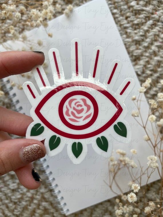 Rose Evil Eye Sticker Optometry Optician Ophthalmologist Technician Student Gift Valentine’s Day water bottle resistant laptop Optometrist