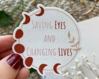 Boho Saving Eyes Sticker - Optometry Gift, Moon Phases