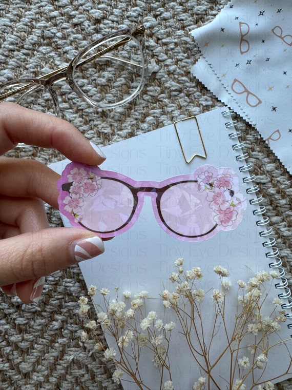 Sakura Glasses Holographic Sticker