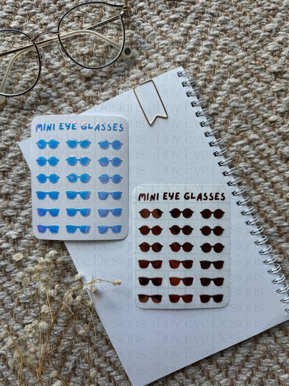 Mini Eye Glasses Vinyl removable decal sticker planner Gift ideas Optometry Optician journal stickers bullet journal gold holographic
