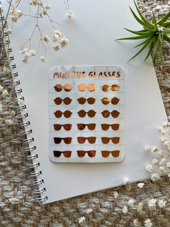 Mini Glasses Vinyl gold cooper removable planner Sticker sheet Gift ideas Optometry Ophthalmology Optician journal stickers bullet journal