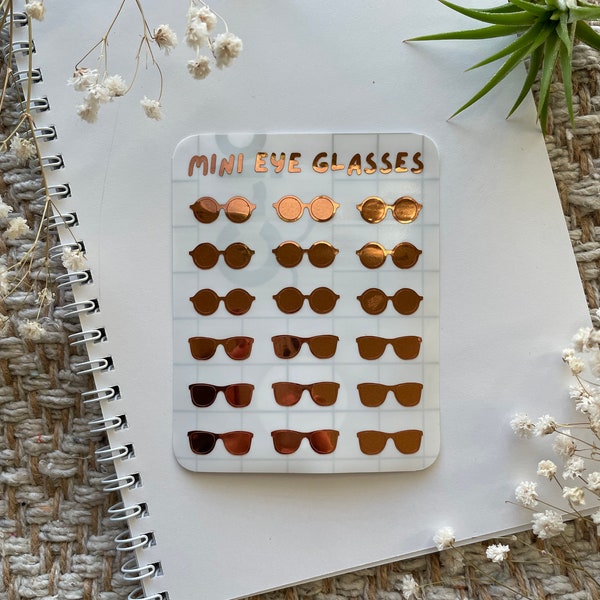 Mini Glasses Vinyl gold cooper removable planner Sticker sheet Gift ideas Optometry Ophthalmology Optician journal stickers bullet journal