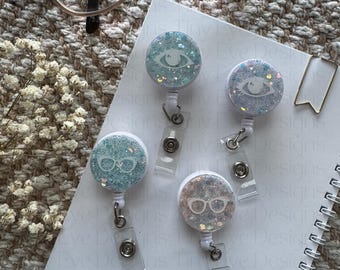 Glitter Badge Reel, Eye Doctor ID Holder, Optometry Gift