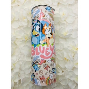 Bluey Inspired Sublimated Tumbler, Bluey and Bingo, Bluey 20oz Tumbler, Bluey Inspired Tumbler, Bluey Tumbler, Cartoon Tumbler