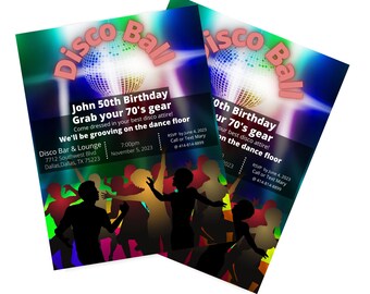 Birthday Party Invitation, Disco Ball Party, Invitation,