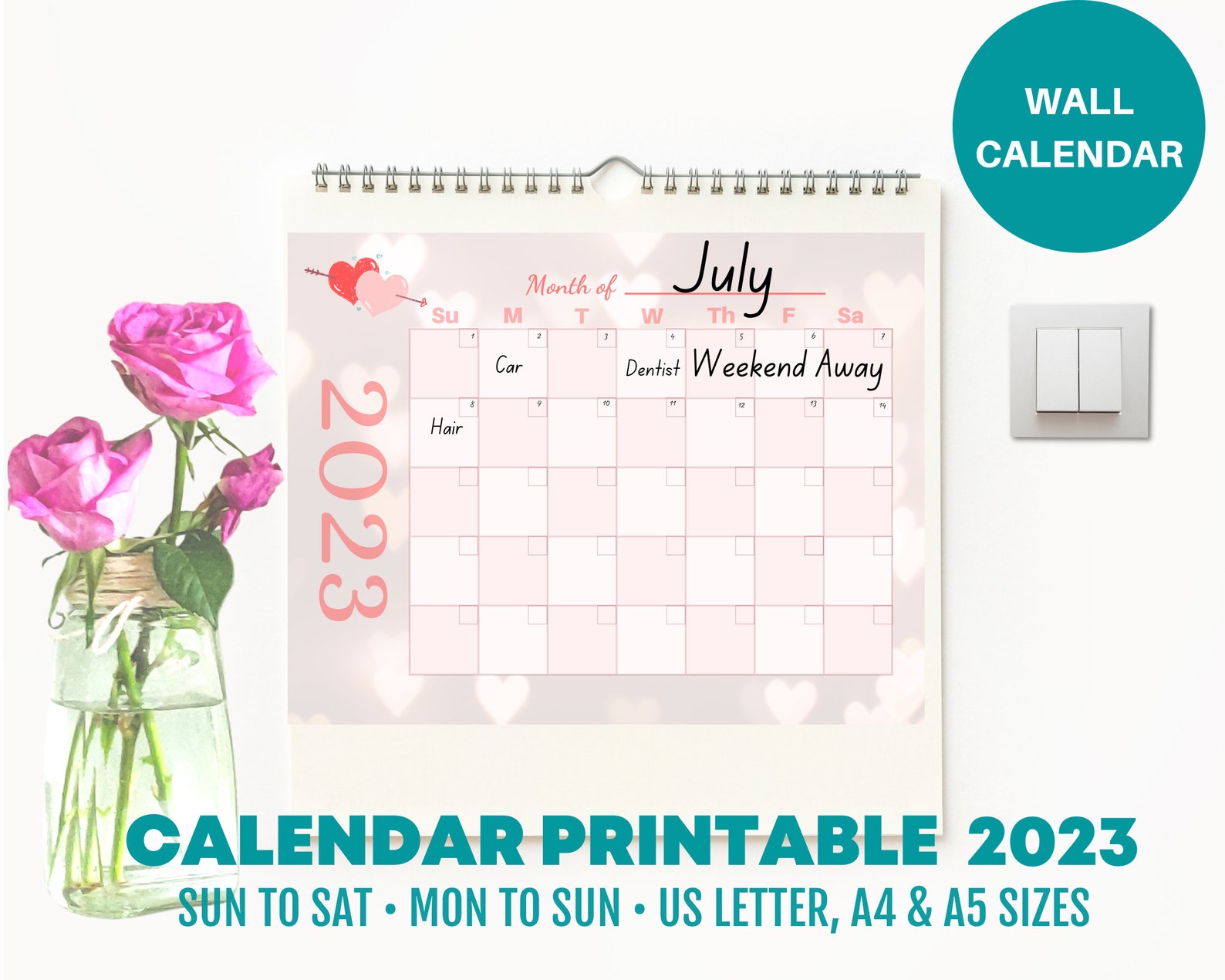 Calendar 2023 Printable Landscape Planner Month at a Glance - Etsy Ireland