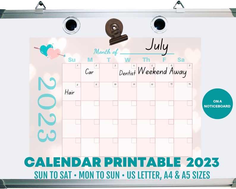 Calendar 2023 Printable Landscape Planner Month At A Glance - Etsy Ireland