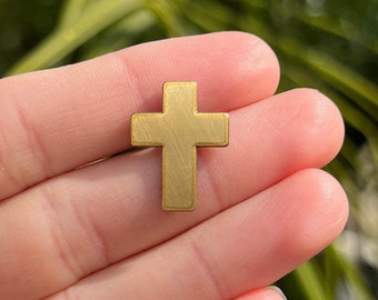 Matte Gold Cross Pin, Christian Lapel Pin, Christian Brooch, Faith Pin, Christian Modern, Christian Minimalist, Religious Gift, Baptism