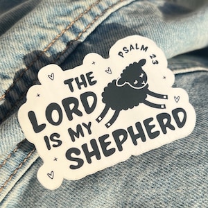 Psalm 23 Sticker, The Lord is My Shepherd Vintage Sticker, Lamb of God, Christian Stickers, Bible Verse Stickers, Waterproof Stickers