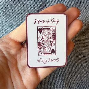 Pegatina cristiana de Jesús, Rey de mi Corazón / Naipe / Corazones brillantes / Regalos de San Valentín / Pegatinas de fe bíblica