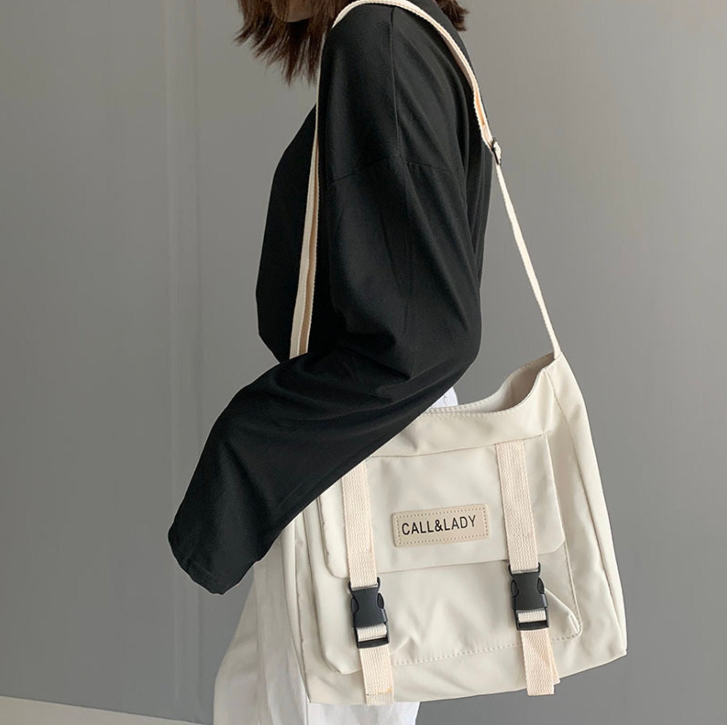 Women Canvas Zipper Bag Student Tote Shoulder Messenger Bag Embroidery Bear  Small Corduroy Bag Satchel Travel Purse Handbag