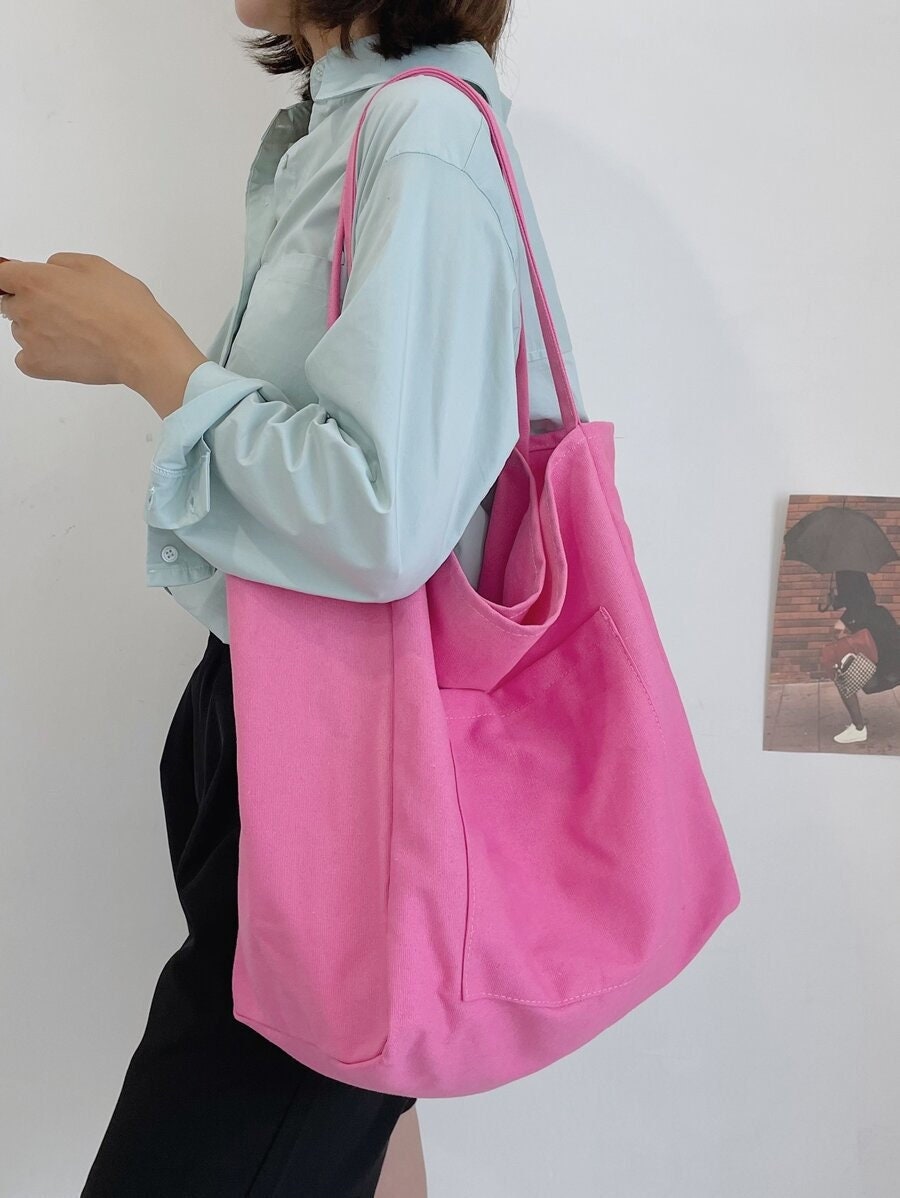 canvas pink tote bag