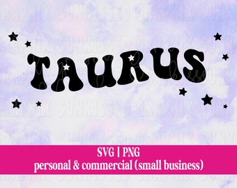 Taurus Svg, Zodiac Svg, Stars Svg, Wavy Taurus Zodiac Trendy Svg Files For Cricut, Silhouette Cameo | Commercial License