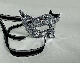 Silver MaKara Masquerade Mirror Mask (Unisex/Regular Size)