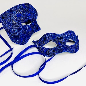 MaKara Mirror Mask, couple edition set, glitter rhinestones finish.With Comfort Plus. Elastic Band and Holding Stick optional.