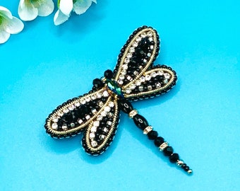 Handmade Beaded Dragonfly Brooch, Beaded Dragonfly Pin, Gift For Her, Handmade Jewelry, Mother's Day Brooch, Mother's Day Gift