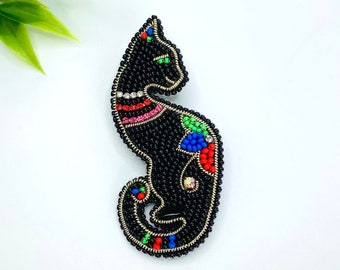Handmade Beaded Cat Brooch, Beaded Cat Pin, Gift For Cat Lover, Cat Lover Jewelry, Cat Lover Pin, Gift For Her, Mother's Day Brooch