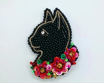 Handmade Beaded Cat Brooch, Beaded Cat Pin, Gift For Cat Lover, Cat Lover Jewelry, Cat Lover Pin, Gift For Her, Mother's Day Brooch
