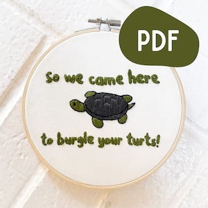 So We Came Here to Burgle Your Turts! embroidery PATTERN, embroidery PDF, Over the Garden Wall embroidery, OTGW, Wirt, Greg, hand embroidery