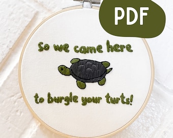 So We Came Here to Burgle Your Turts! embroidery PATTERN, embroidery PDF, Over the Garden Wall embroidery, OTGW, Wirt, Greg, hand embroidery