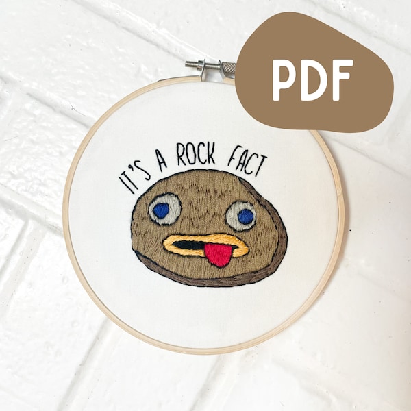 It's a Rock Fact embroidery PATTERN, embroidery PDF, Over the Garden Wall embroidery, OTGW, Wirt, Greg, hand embroidery