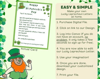 Digital Lucky Leprechaun Letter - Print at home with ease! - Fun activity for the kids - St. Patrick's Day celebration - Adventure for all