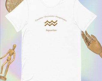 水瓶座Tシャツ、星座、ユニセックスコットン