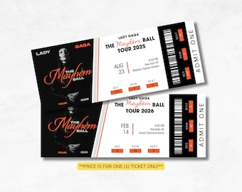 Personalized Lady Gaga: The MAYHEM Ball Concert Ticket | Physical Souvenir Ticket