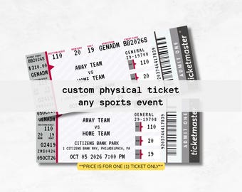 Custom Physical Ticket - Any Sports Event | Physical Souvenir Ticket | Gift for Sports Fans