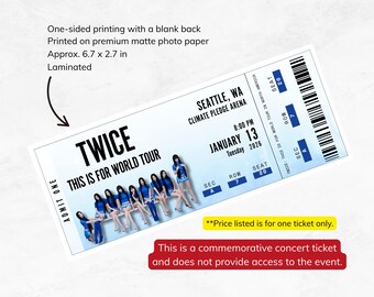 Personalized TWICE Concert Ticket | Physical Souvenir Ticket - Etsy