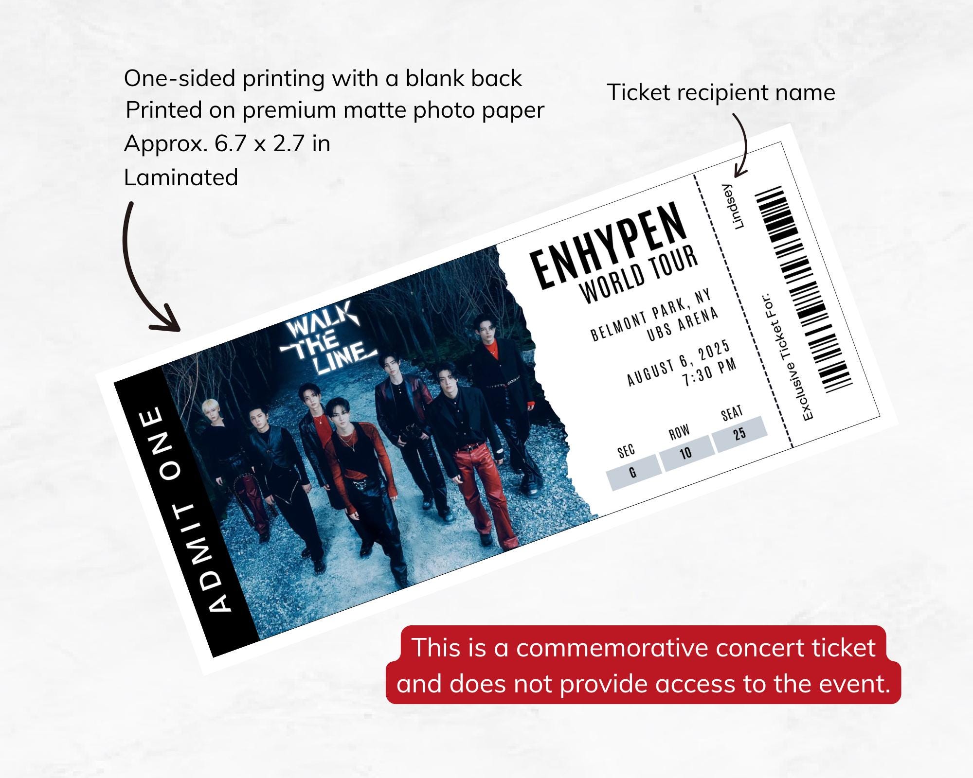 ENHYPENコンサートチケット Personalized Enhypen Concert Ticket | Physical Souvenir Ticket - Etsy