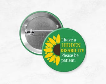 Half Sunflower Hidden Disability Button Pin