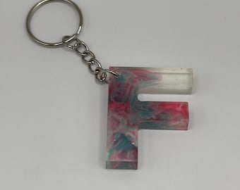 Letter F Marble Keychain
