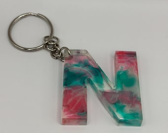 Letter N Marble Keychain